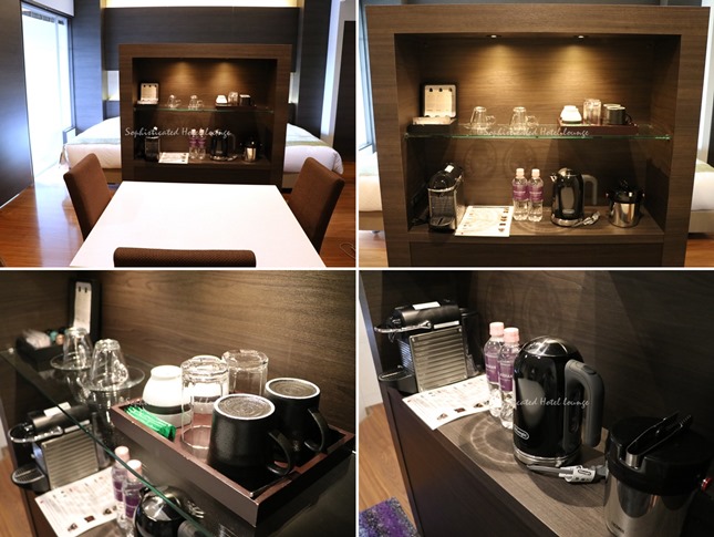 ホテル京阪京都グランデの客室備品（ネスプレッソマシーンと湯沸かしポット）