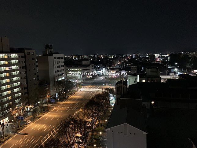 カプセルリゾート京都スクエアの展望ラウンジから見下ろす夜景