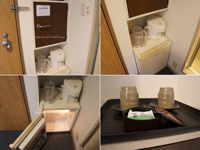 彦根ビューホテルの客室備品の冷蔵庫とポット